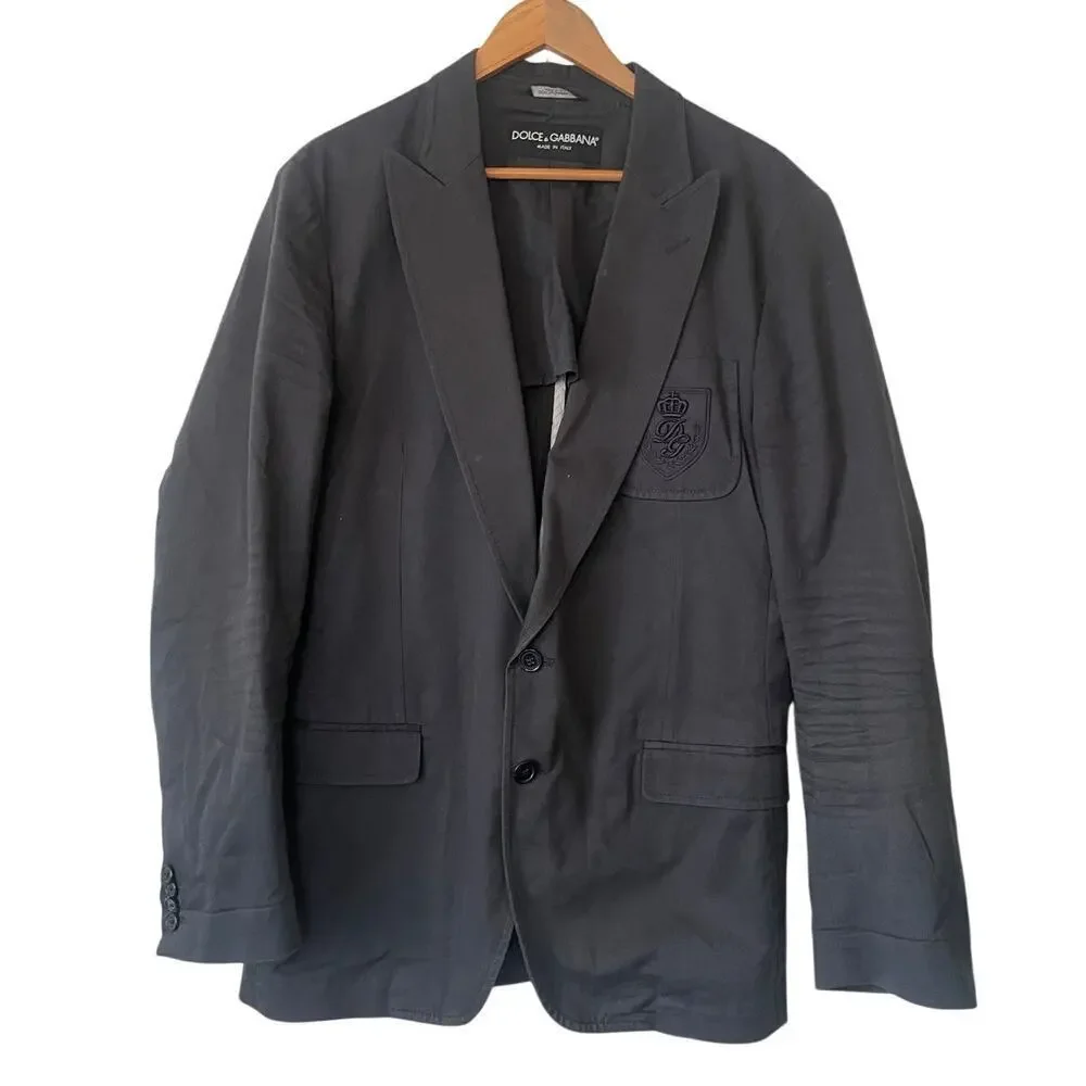 Dolce & Gabbana Men's 100% Cotton Blue Blazer Embroidered Pocket • Sz 52/42US ⬇️